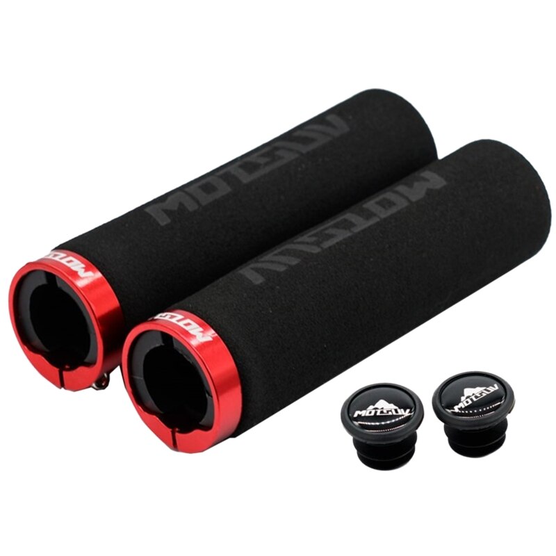 Empuñaduras de manillar de bicicleta 448C, empuñaduras ergonómicas para MTB, cómoda, Ergo: Black red ring