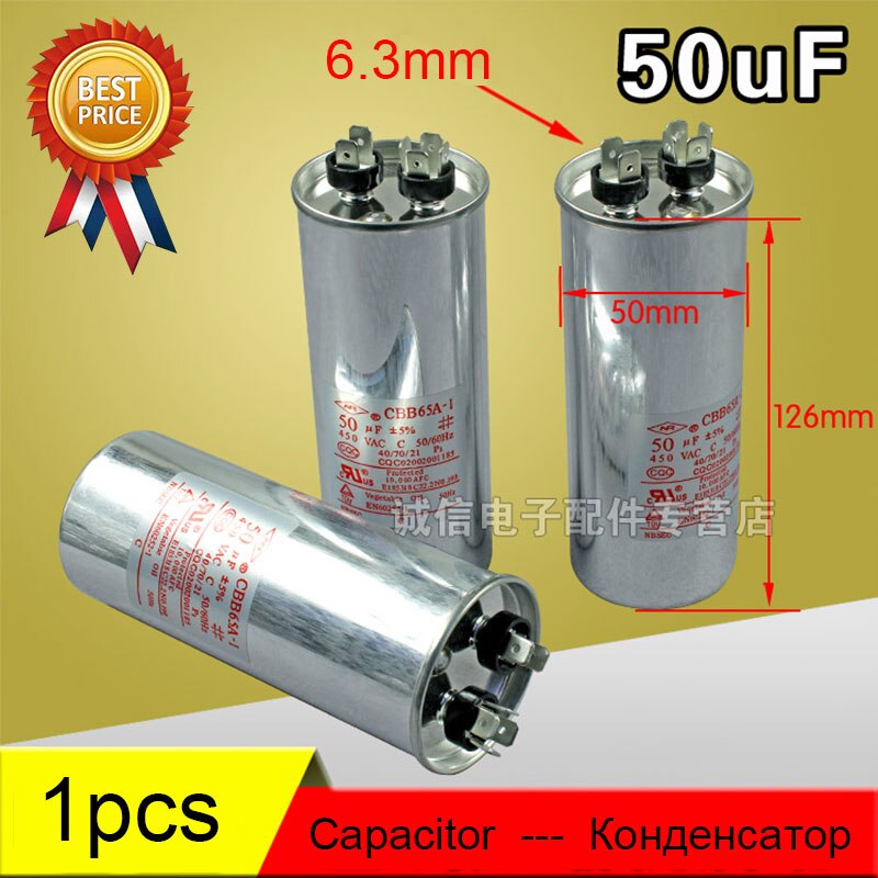 Air Conditioner Parts Round Capacitor 20uF-75uF 450VAC AC Motor Air Conditioner Start Capacitor Anti-explosion 100% Unused: 50uF