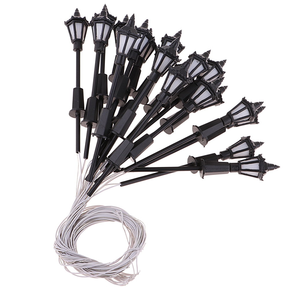 20 Stuks 1:150 Model Railway Trein Lamp Post Miniatuur Tuin Landschap Straatverlichting Ho Oo Schaal Leds Enkele Hoofd Decoratie