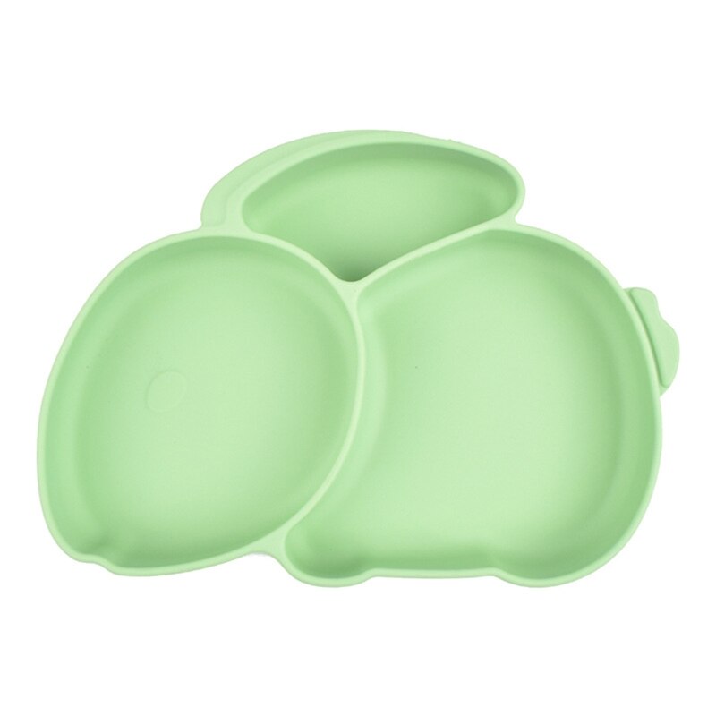 Baby Suction Bowl Divided Dinner Plate Infants Learning Feeding Dish Non-toxic BPA-Free Silicone Solid Color Cute Cartoon: Y3