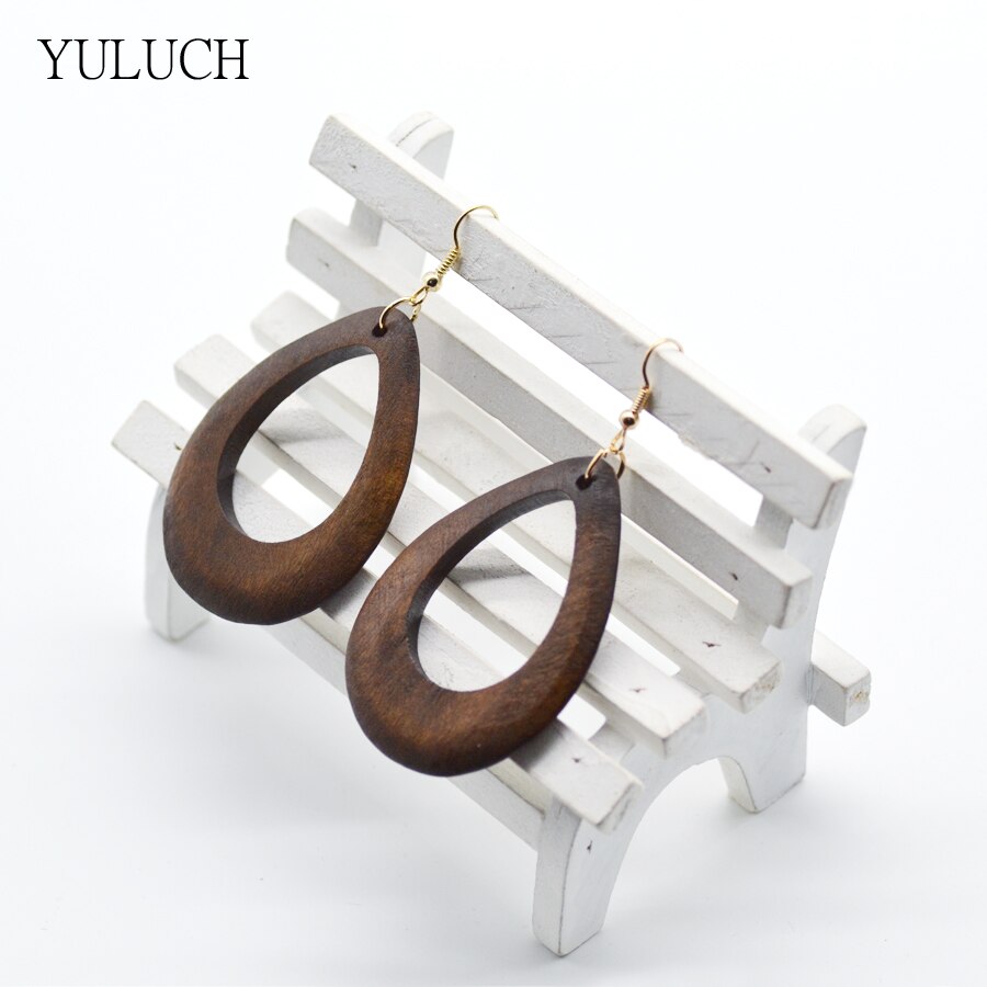 2017New Vrouw Oorbellen Eardrop Handgemaakte Houten Oorbel Holle Ronde Nationale Stijl Mode-sieraden Dangler 1 Paar