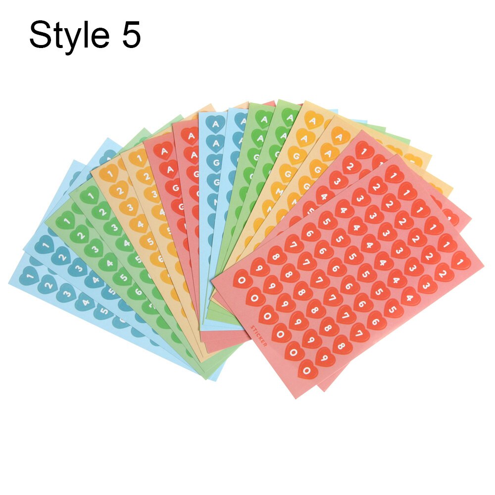 16Sheets Colorful DIY Numbers Letters Stickers Self Adhesive Small Clothing Mark Labels Stickers School Paper Sticker Office Dec: 5