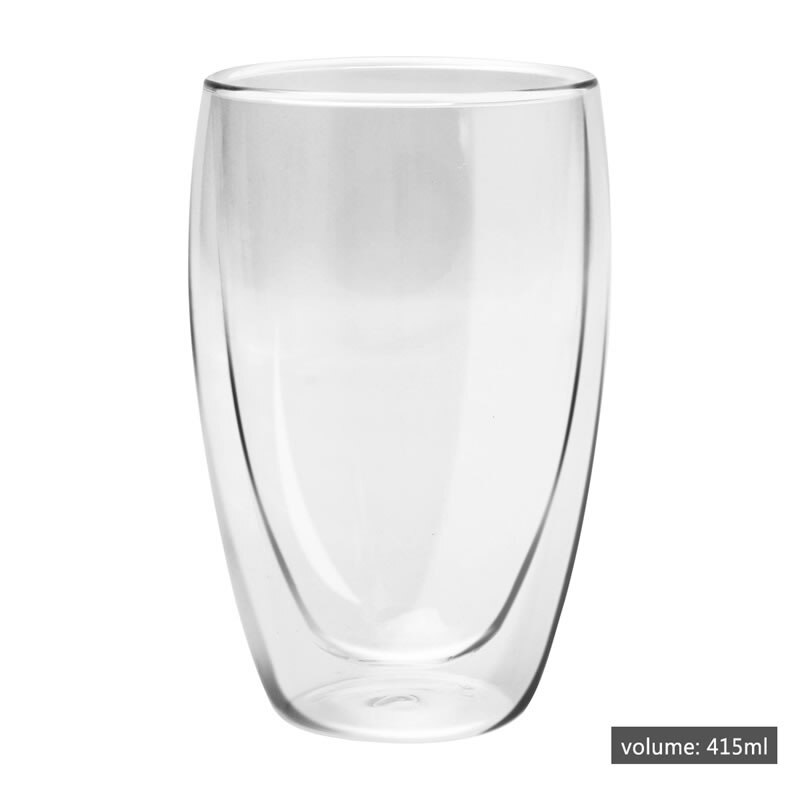 Transparante dubbelwandige glazen beker geïsoleerde koffiemelk thee mok beker water drinkglazen bar accessoires drinkgerei: 415ml