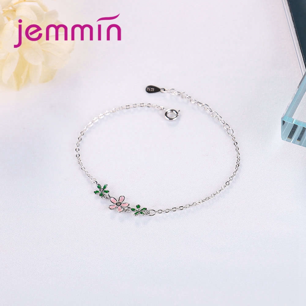 Minimalistische 925 Zilveren Armband Met Prachtige 3 pc Bloem Pendeant Voor Vrouwelijke Vrouwen Anniversary