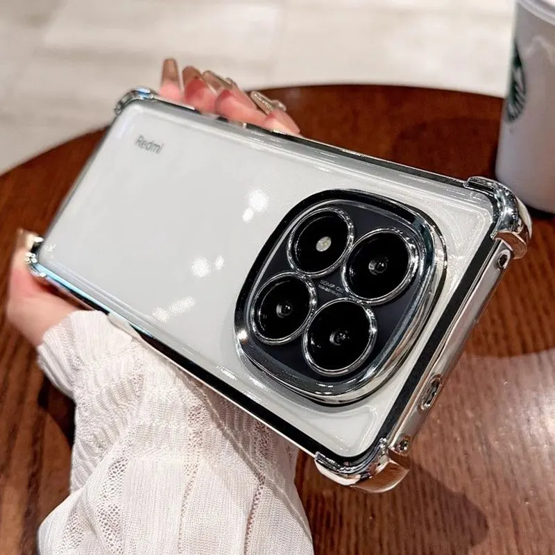 RedmiNote14 pro 5G funda de lujo a prueba de golpes armadura TPU cubierta para Xiaomi Redmi Note 14 pro plus 14C 13C Fundas de teléfono Note14pro Fundas: aluminio / Gris