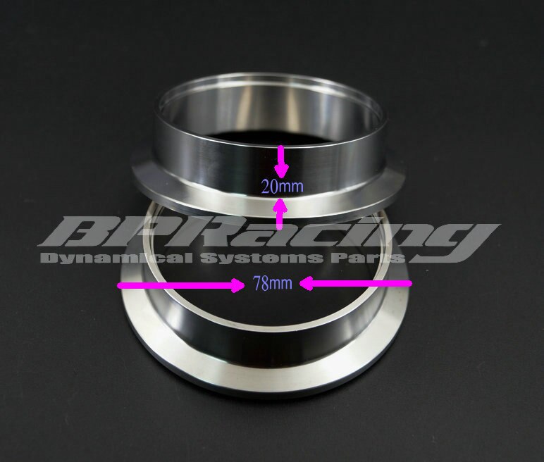 2.36'' INCH / 60mm 304 Stainless Steel V Band Clamp Kit Male And Female Flange Turbo Exhaust
