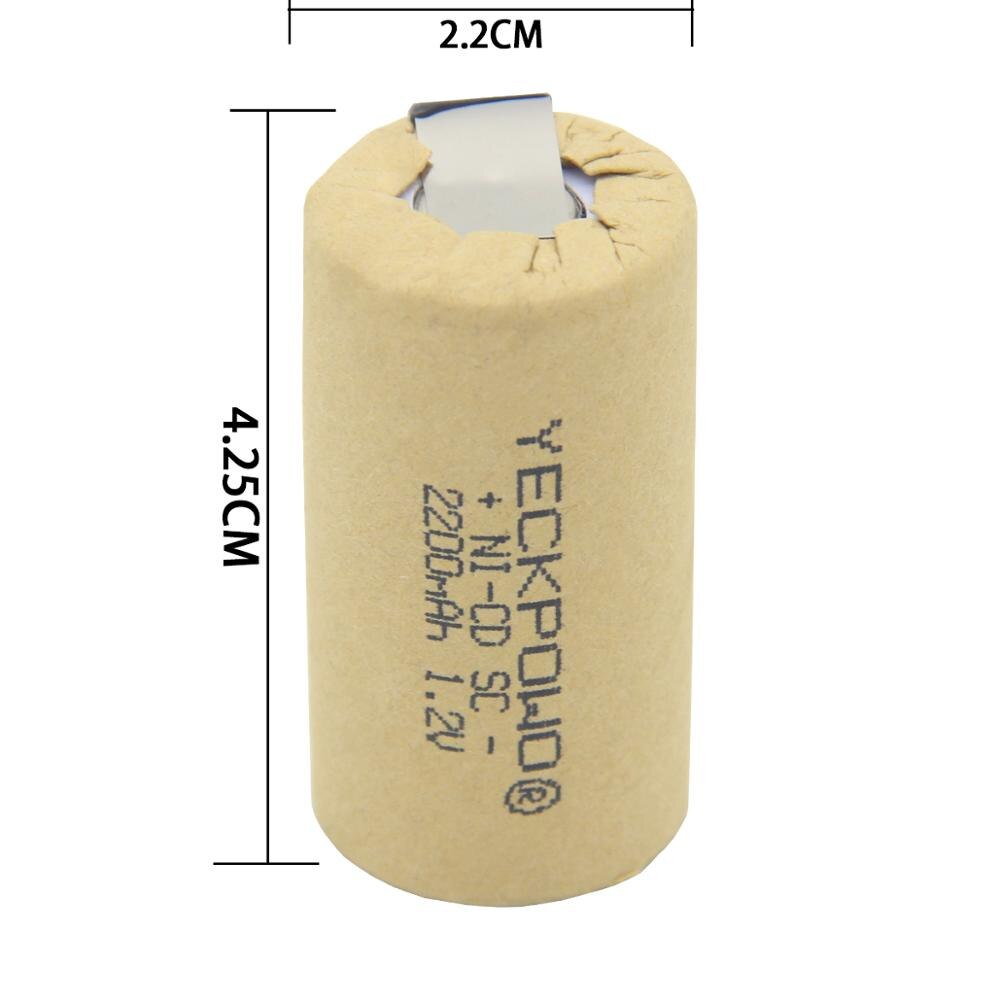 NICD-Cinta de soldar de batería sub C, 2200mAh, baterías SC, hojas de níquel, 1,2 V, recargable para destornilladores, herramientas eléctricas para B & D