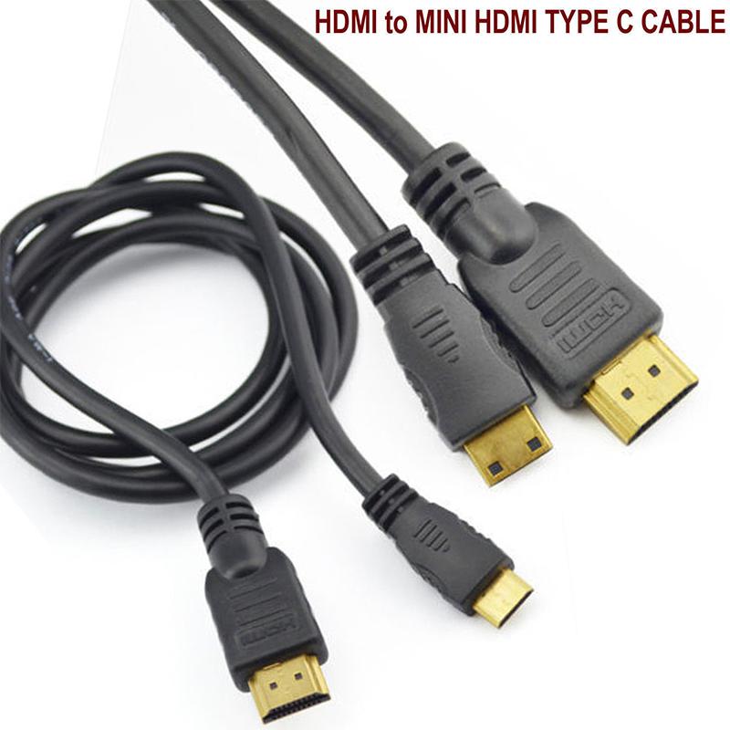 1M HDMI Mini Type C Male to Standard Male Cable Lead Full HD 1080P 1M Gold-plated TV Cable r15