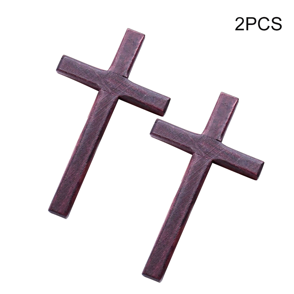 2Pcs Kruisbeeld Jesus Religieuze Charm Hanger Maken Kantoor Christus Ornamenten Muur Opknoping Handgemaakte Houten Kruisen Thuis Effen