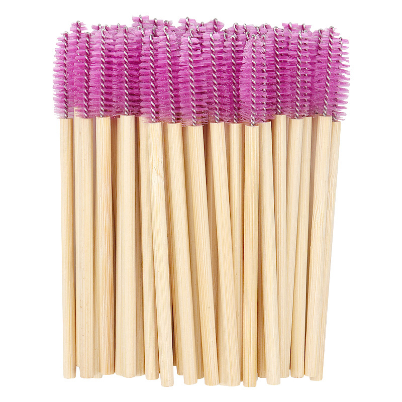 50 stuks bamboe handvat wimperborsteltjes mascara borsteltjes applicators wimperverlenging borsteltjes wenkbrauw krulborsteltjes make-up tool: Oranje / veer
