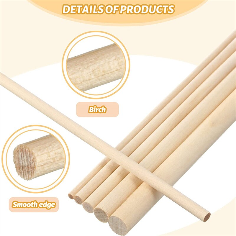 Wooden Craft Sticks Bulk, Wood Sticks for Crafts, Wooden Sticks for Crafting, Wood Dowels for Crafting Wooden Stick