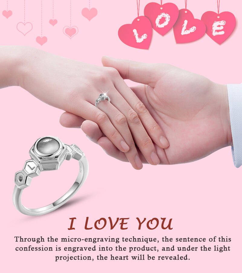 100 sprache ICH Liebe Sie Projektion Adjectable Ringe Liebe Speicher Ring Valentinstag Romantische Schmuck