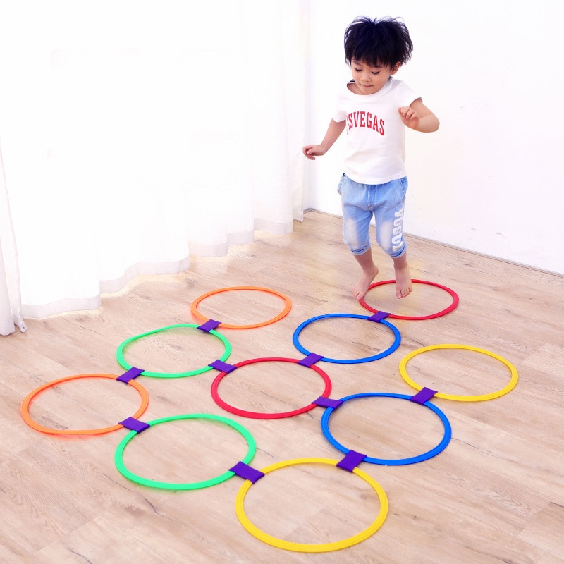Kinderen Sport Speelgoed Hopscotch Ring Rooster Kleuterschool Leuk Spel Gevoel Training 10 Ronden 10 Gesp Ouder-kind Outdoor speelgoed