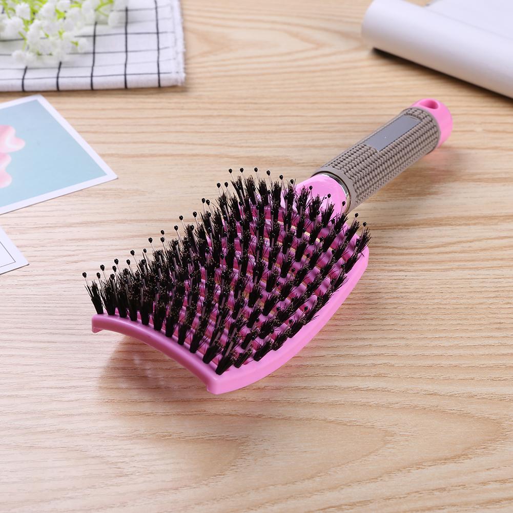 Haar Hoofdhuid Massage Kam Haarborstel Varkenshaar Nylon Vrouwen Nat Krullend Ontwarren Haar Borstel Voor Salon Kappers Styling Tools 8 Kleur