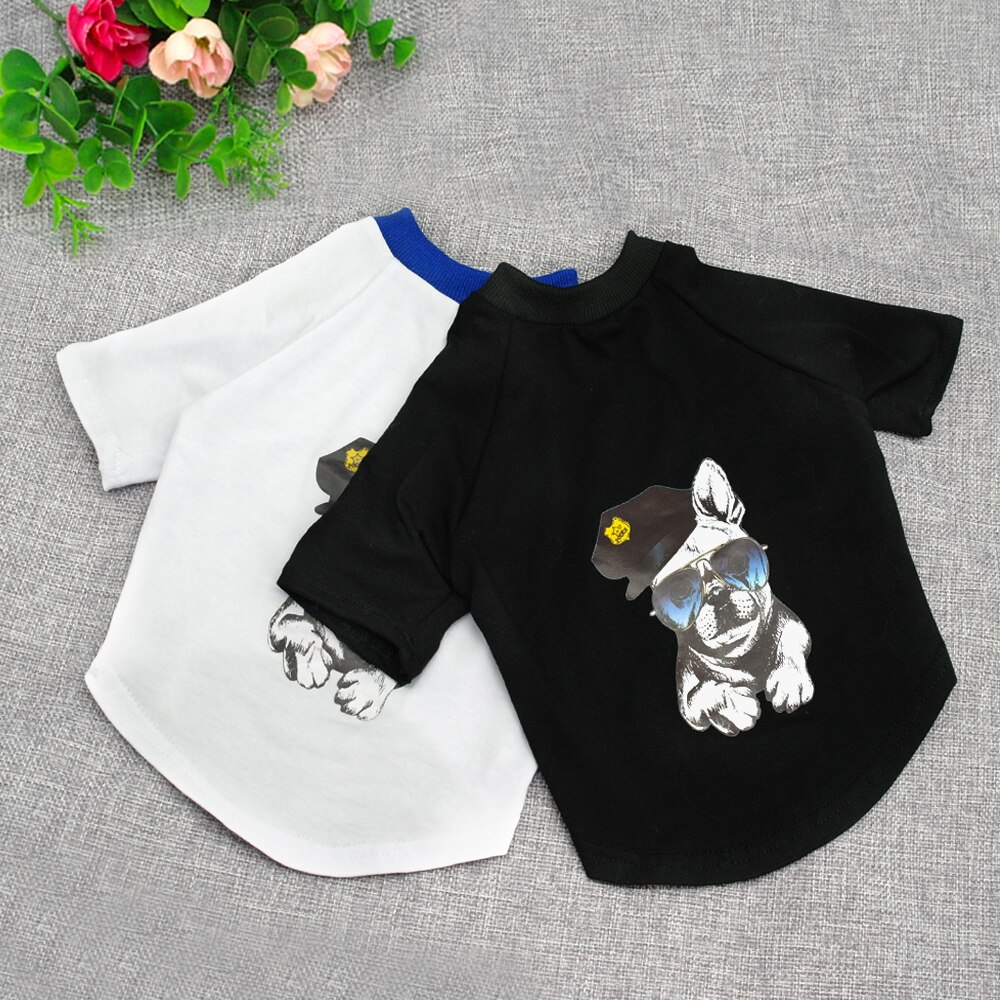 Sommer hund t-shirt hunde tøj små mellemstore hunde kat tøj vest bomuld kæledyr t shirt tøj bulldog tøj m -2xl