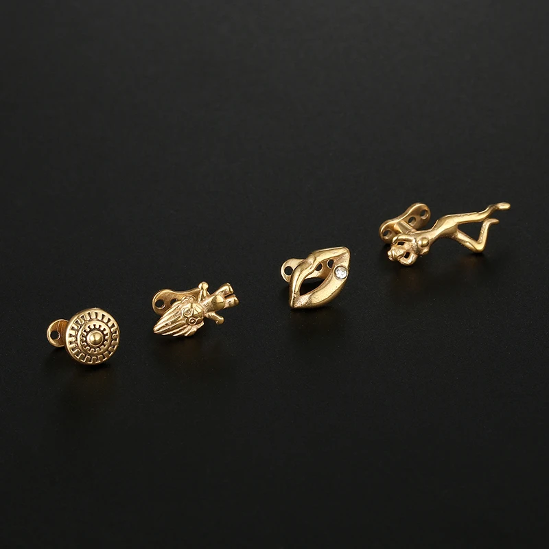 1Pc Chirurgisch Staal Micro Dermal Anchor Top Piercing Huid Drivers Oppervlak Dermal Piercing Implant Lichaam Sieraden 14G: Black / Goud-kleur