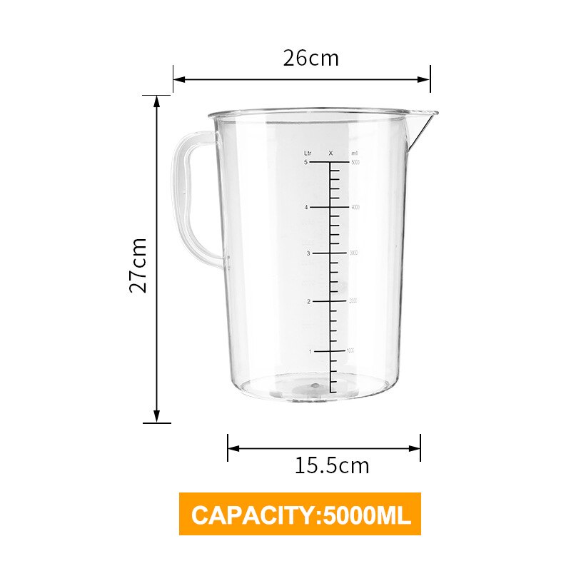1pcs Measuring Cup Acrylic Handmade DIY Mixing Resin Tools Precision Graduated Kitchen Jug Pour Spout Baking Cooking Butter: 5000ML