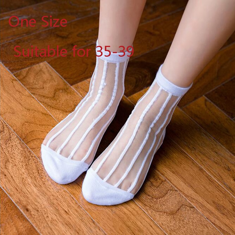 Dames zijden kanten transparante sokken zwart witte visnetsokken zomer elasticiteit enkel dunne damessokken doorschijnende kousen