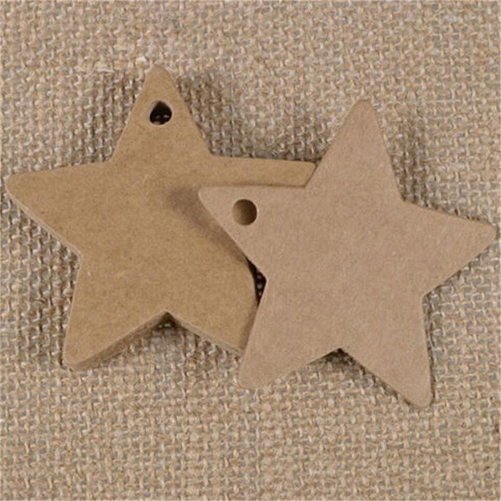 6*6cm stjärniga kraftpapper bröllopsetikett festkort pris bagageetiketter juldekoration juldekorationer 100pc: Brun