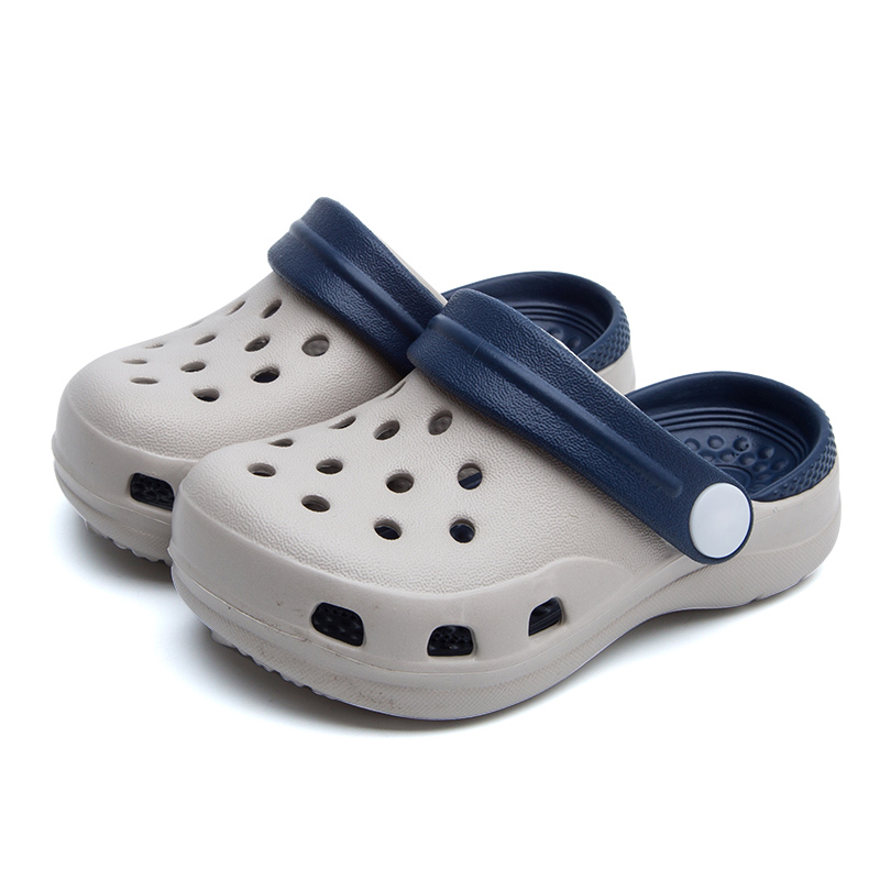 TZLDN Girls Boys Clogs Garden Shoes Summer Hollow Children Slippers Contrast Color Kids Beach Sandals EVA Eco-friendly Shoes: Gray / 4.5