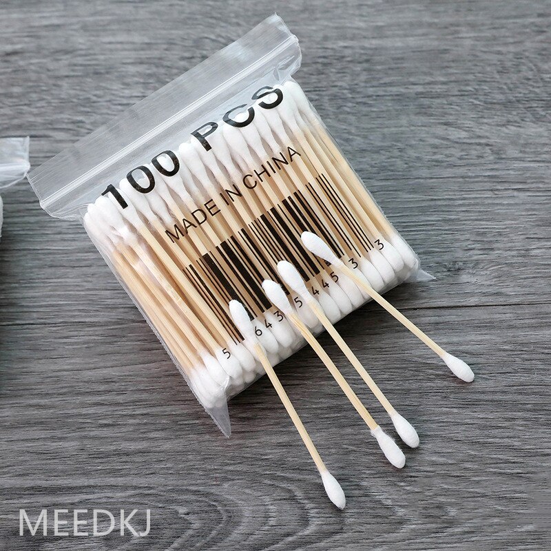 100 stuks zachte tas houten stokjes dubbelzijdige wattenstaafjes hygiënische wattenstaafjes beauty stick cosmetische wattenstaafjes