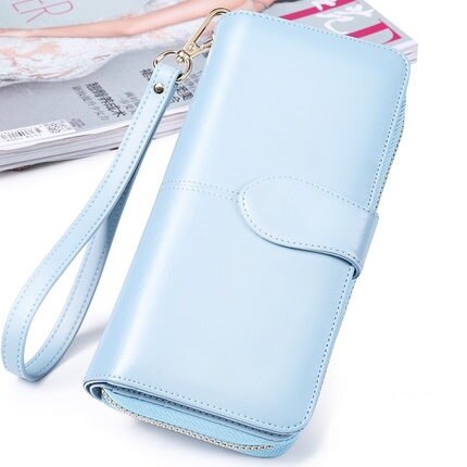 Aliwood Women Wallet Clutch Brand Coin Purse Leather Female Wallet Card Holder Long Lady Clutch Carteira Feminina: Sky Blue