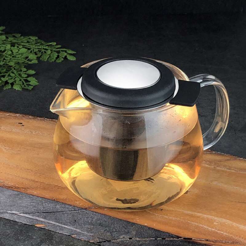 Rustfritt stål teinfusjonskurv gjenbrukbart filter ekstra finmasket tesil med håndtak og lokk til løse te-kaffefiltre