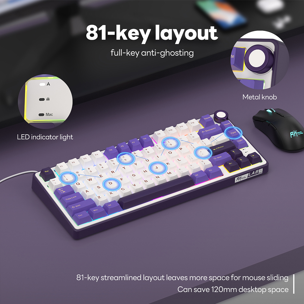 RK R75 brazylijsko-portugalska klawiatura mechaniczna 81 klawiszy uszczelka podświetlana RGB wymienna podczas pracy klawiatura dla graczy brazylia RK Royal Kludge