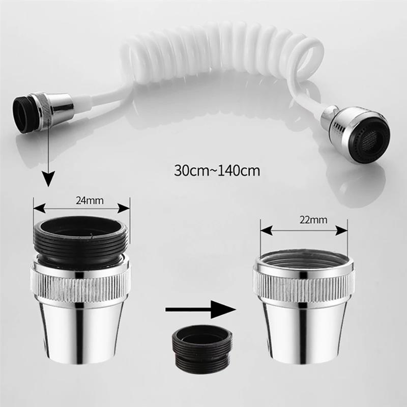 Keukenkraan Uitbreiding Extender Draaibare Lange Slang Draagbare Pullable Schuimende Badkamer Douche Kraan Voorjaar Buis