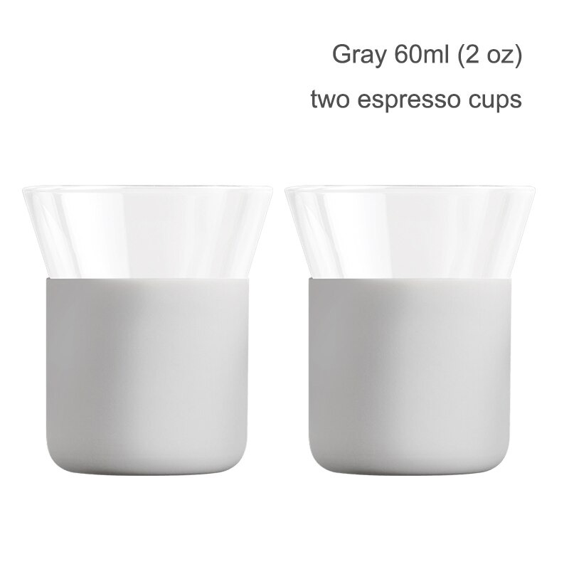 Minimalistisk par kaffekop stor diameter tynd kop krop, to espressokopper glas 60ml/2oz