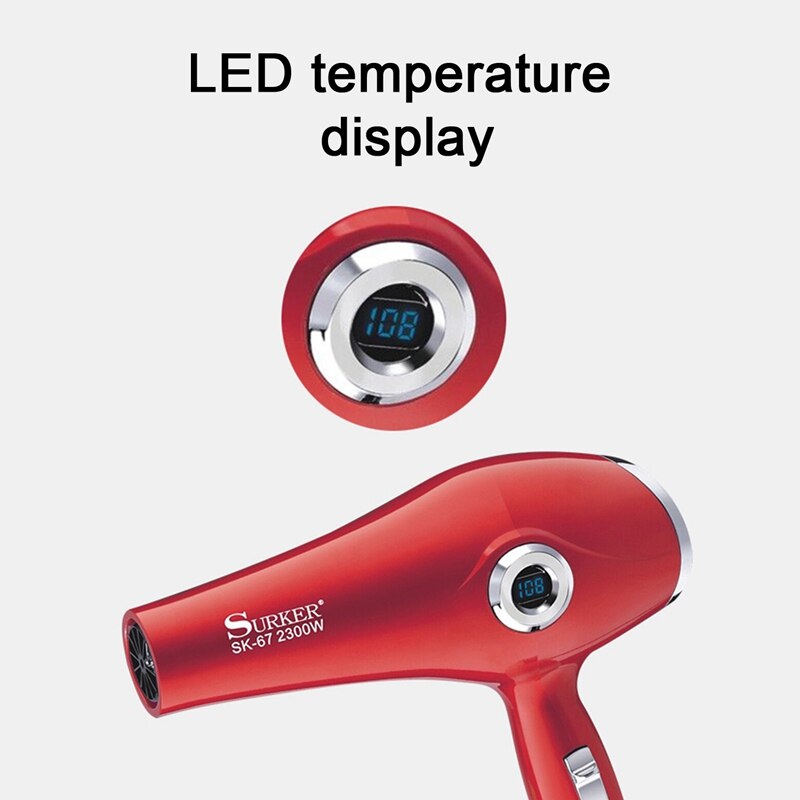 SURKER secador de pelo 2300W Motor ligero secador de pelo con difusor fuerte secador de pelo LCD 3 modos para ajustar Win