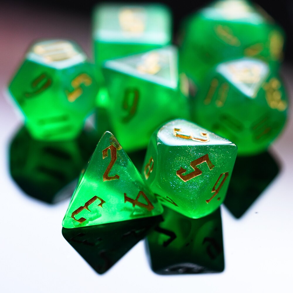 7 Stks/set Meerdere Kleuren Glitter Dnd Dobbelstenen D & D Dobbelstenen D4 D6 D8 D10 D % D12 D20 Polyhedral games Dobbelstenen Set Voor Tafel Games Mtg Rpg: 24 Dark Green