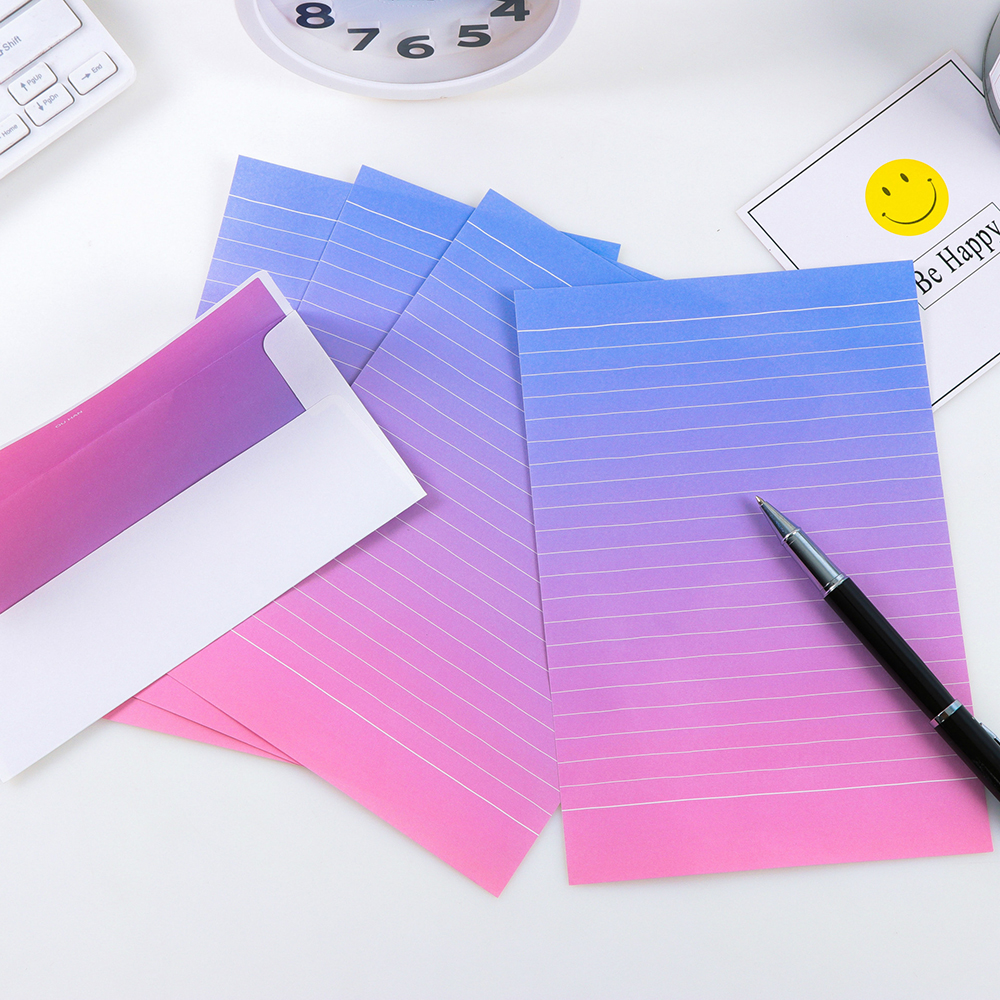 Gradient Envelopes Diy Multifunction Specialty Paper Envelope For Letter Paper Postcards School Material School Supplies: Gradient pink