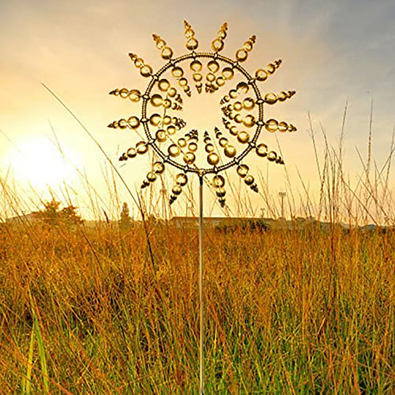 Unique Magical Metal Windmill Kinetic Metal Wind Spinners With Metal Garden Stake Outdoor Wind Spinners Garden Decoration