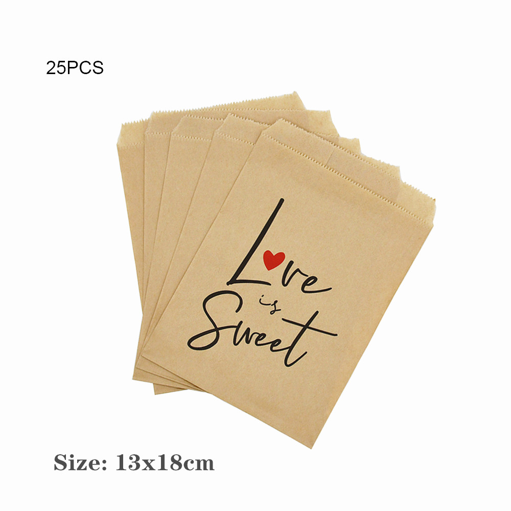 25pcs Kraft Paper Candy Biscuit Packing Bags Wedding Birthday Year Party Favors Supplies Christmas Bag Bags: C