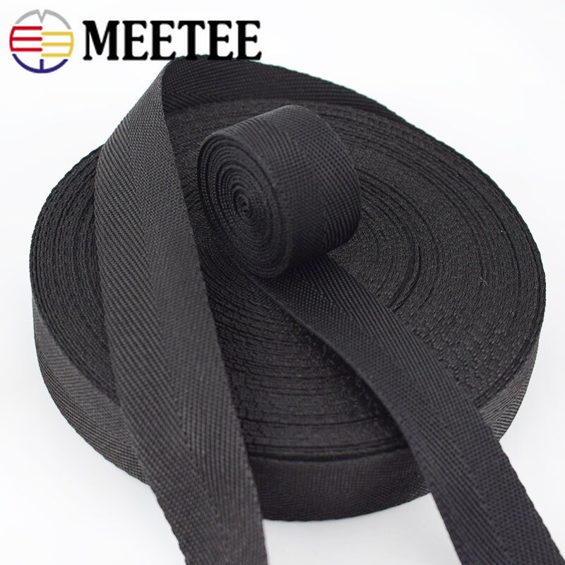 18M 0.9 Mm Dikke Zwarte Polypropyleen Pp Singels Lint Band Band Tape Voor Rugzak Knapzak Riem Diy Kleding Naaien accessoires