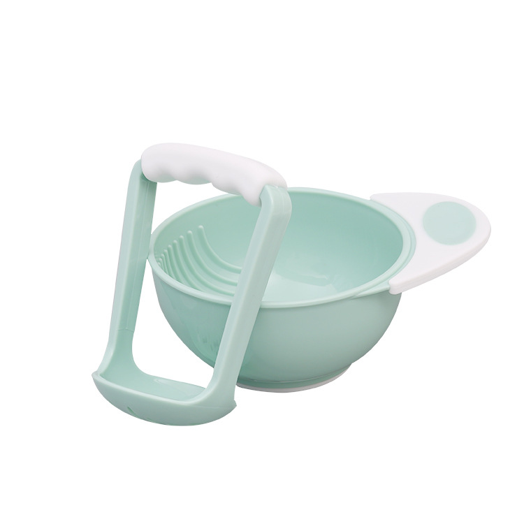 Baby Food Grinding Bowl Children's Food Supplements Foods Grinder Manual Food Press Machine Safe Processor Baby Food Mills Tools: Light Green