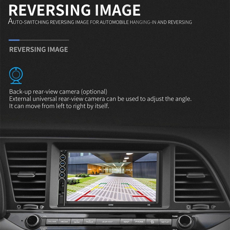 7 Inch Double Din Car FM Stereo Radio MP5 Player 2 Din Press Screen Bluetooth USB/TF with Backup Rear-View Camera Support Mirror