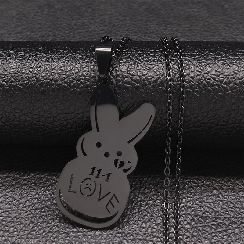 Kpop Lil Peep Rabbit Sad for Love Couple Pendant Necklace for Women Men Stainless Steel Music R.I.P Chain Jewelry Collar Fans
