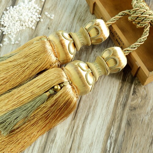 Rideaux décoratifs en tricot Double 77cm | 2 pièces/paire de rideaux à fleurs rayonne, accessoires décoratifs pour rideaux de fenêtre, accessoires avec pompon: 3