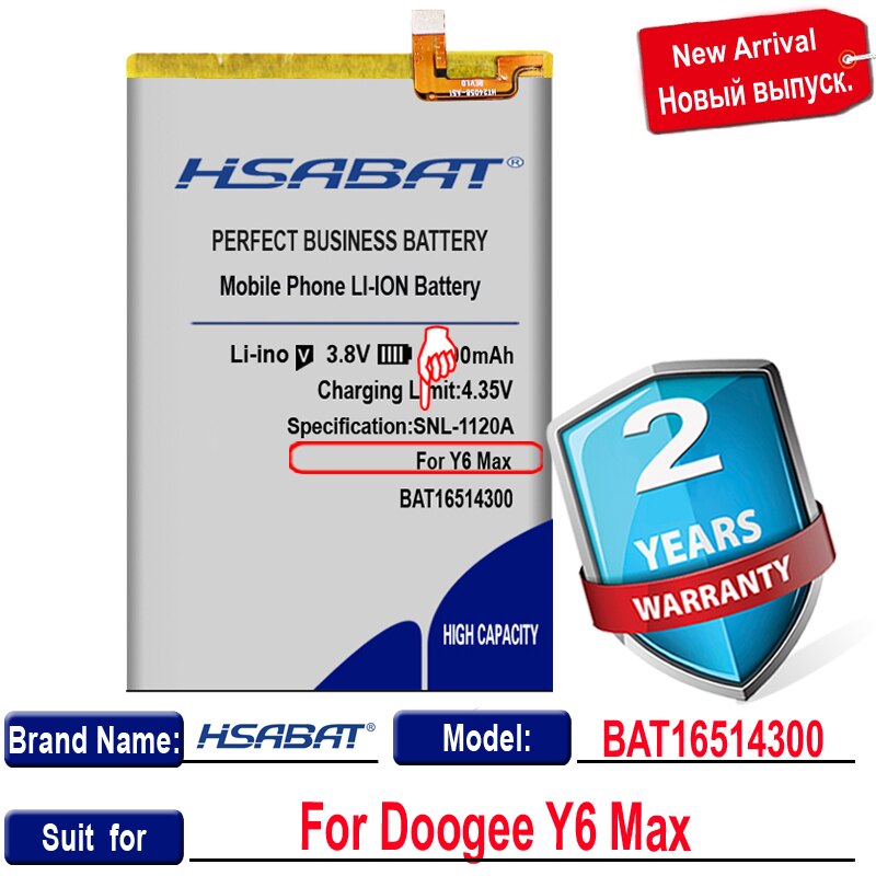 HSABAT 5900mAh BAT16514300 Battery for Doogee Y6Max Y6 Max