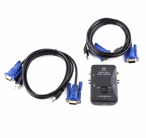 USB 2.0 KVM Switch 2 Port usb Switcher 1920*1440 VGA SVGA Switch Splitter Box for Computer Sharing Monitor Keyboard: KVMSwitchBox-Cables