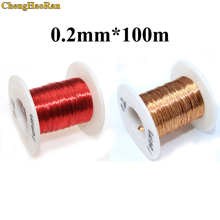 ChengHaoRan 0.2mm x 100 m/200 m/stk Rode Magneet Draad Geëmailleerd koperdraad Magnetische Spoel Kronkelende 0.2mm rood