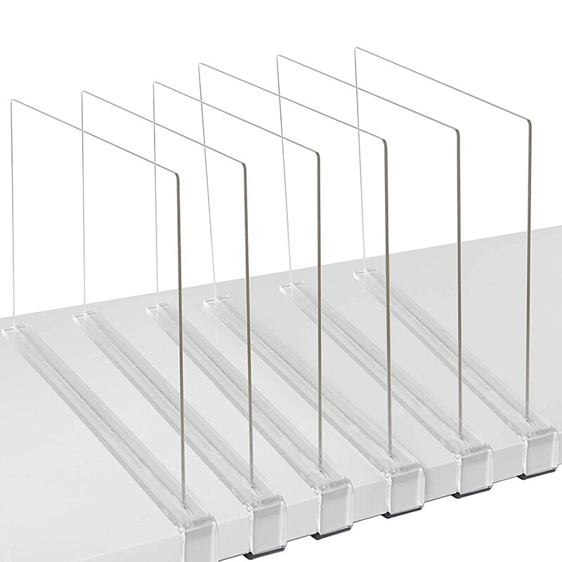6 Pack Clear Acrylic Shelf Dividers For Closet, Wood Closets Shelf Separator and Organizer, For Kitchen Cabinets