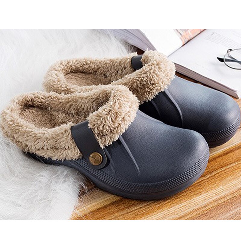 Casual Crocus Klompen Met Bont Winter Schoenen Voor Mannen Zachte Pluche Slippers Fleece Voering Thuis Vloer Warm Slipper Bont schoenen