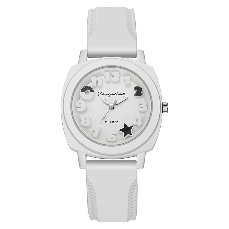 Reloj de mujer con esfera árabe 3D de , relojes cuadrados con banda de silicona de Color caramelo: Bronze