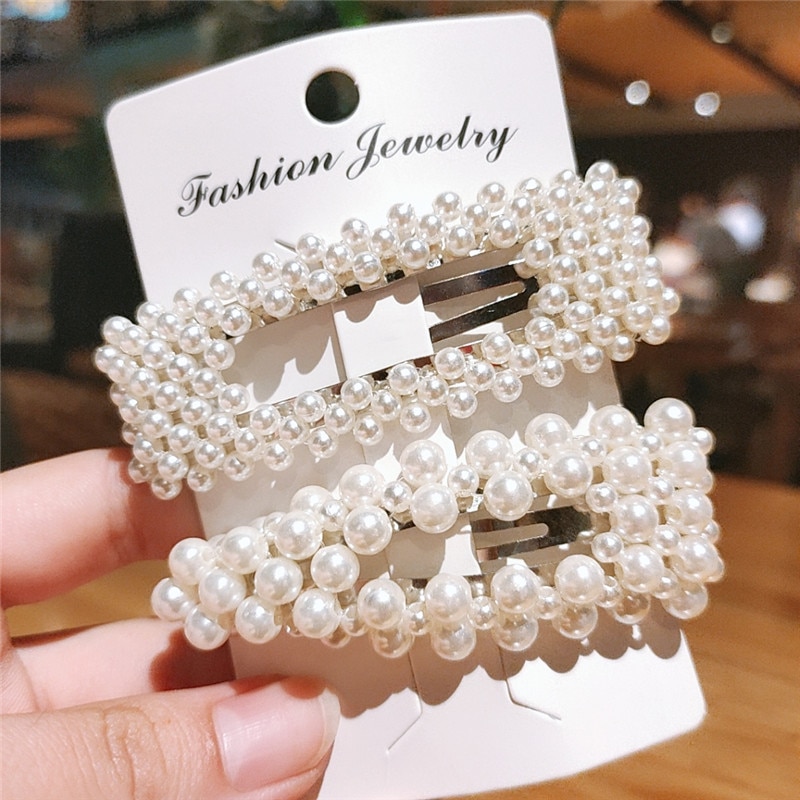 Korea Style Pearl Hair Clip for Women Girls Barrette Stick Headwear Wedding Hairpins Hair Styling Accessories