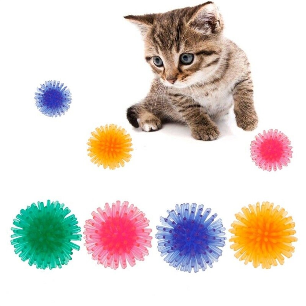 Flashing Light Up Lovely Dog Puppies Cat Pet Hedgehog Ball Rubber Bell Sound Ball Funny Playing Toy for Pets Enjoyable: A / 10pcs Random Color