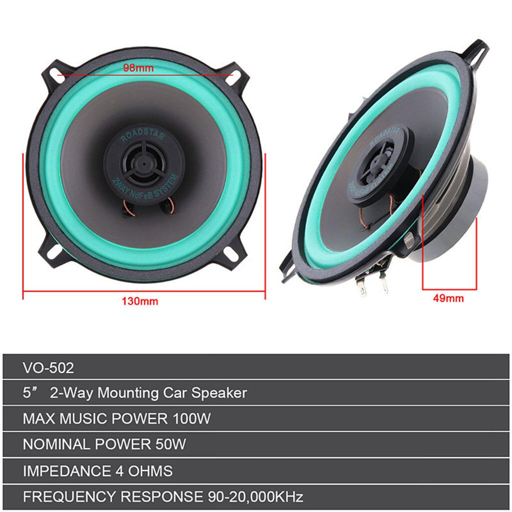 5 Inch 2 Weg Auto Hifi Coaxiale Speaker Luidspreker Auto Full Range Speaker 5 Inch 4 Ohm Voertuig Deur Audio muziek Stereo Speakers