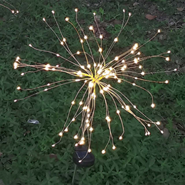 Christmas Year's Day Celebration Outdoor Solar Charging Waterproof Sky Star Colorful Lights Lawn Smart Smoke Lanterns: WARM WHITE / 150LEDS